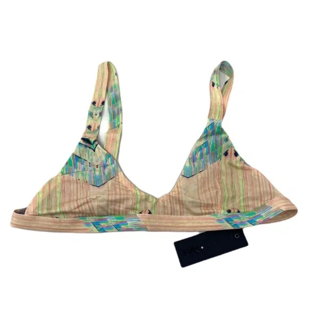 Tavik Women's Ziggy Low Scoop Triangle TOP ONLY in Acid Swim Size Small